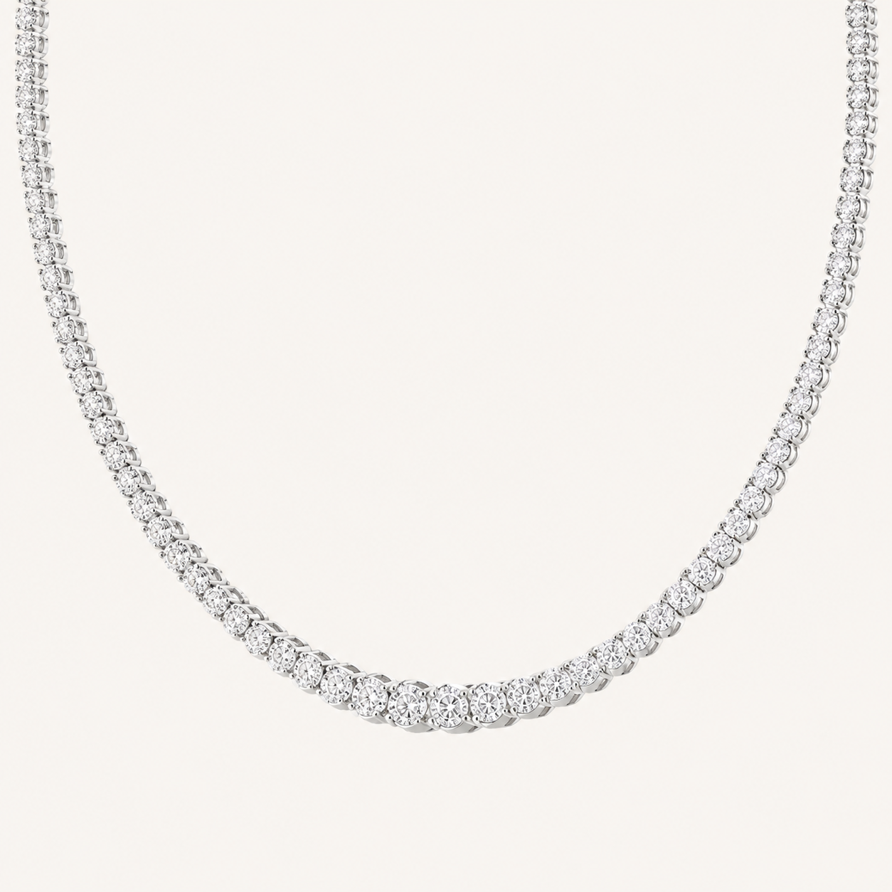 7CT Round Cut Lab Grown Diamond Graduating Half Riviera Tennis Necklace