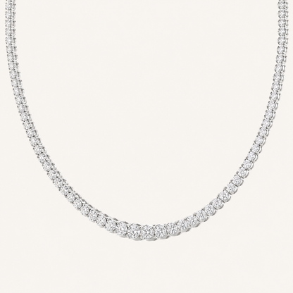7CT Round Cut Lab Grown Diamond Graduating Half Riviera Tennis Necklace