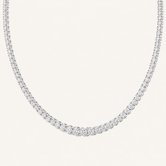 7CT Round Cut Lab Grown Diamond Graduating Half Riviera Tennis Necklace