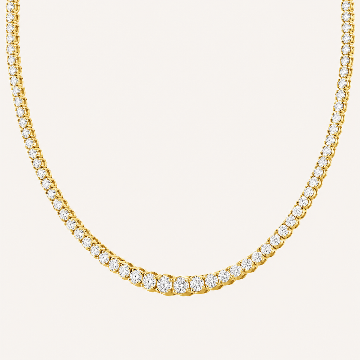 7CT Round Cut Lab Grown Diamond Graduating Half Riviera Tennis Necklace