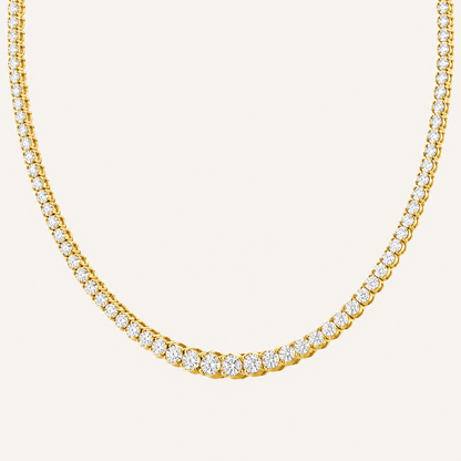 7CT Round Cut Lab Grown Diamond Graduating Half Riviera Tennis Necklace