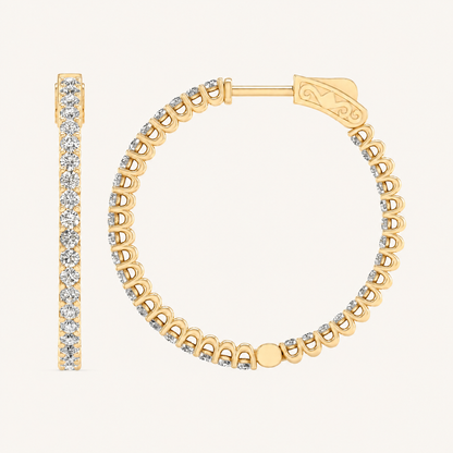 2.00CT Round Cut Lab Grown Diamond Hoop Earring