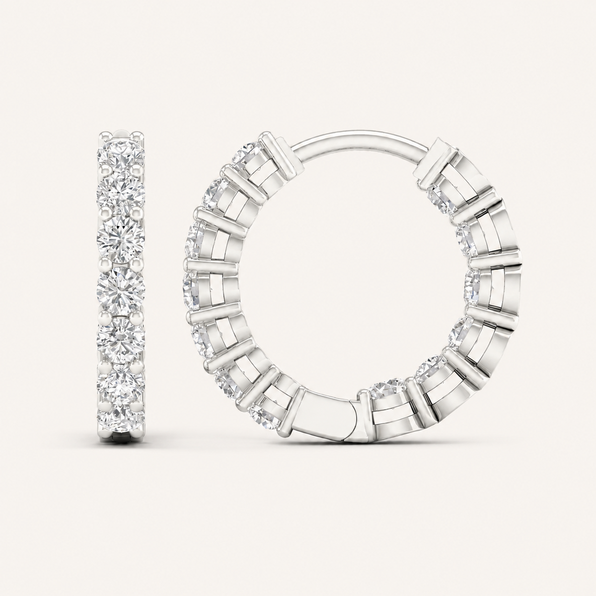 1.00CT Round Cut Lab Grown Diamond Hoop Earring