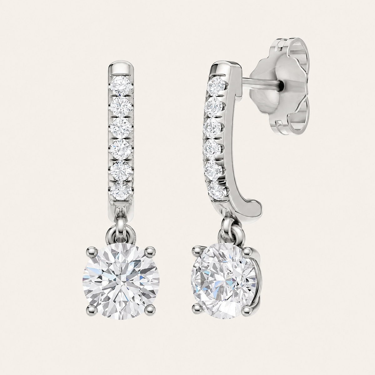 2.10CT Round Cut Lab Grown Diamond Earrings