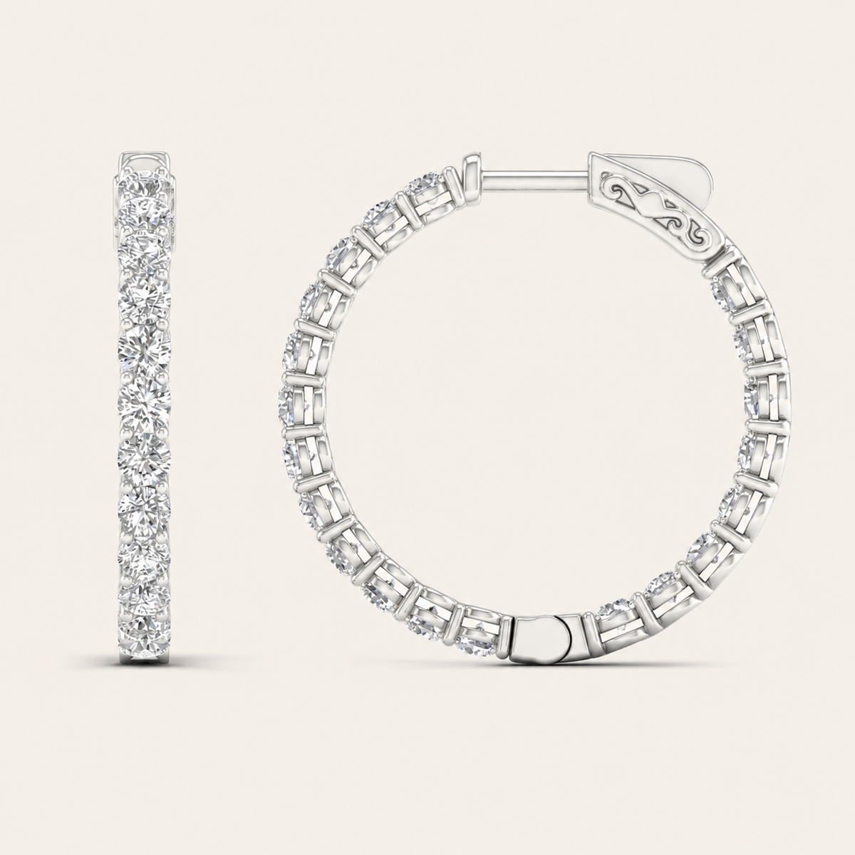 3.00CT Round Cut Lab Grown Diamond Hoop Earring
