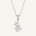 3CT Emerald And Pear Cut Lab Grown Diamond Toi et Moi Pendant Necklace