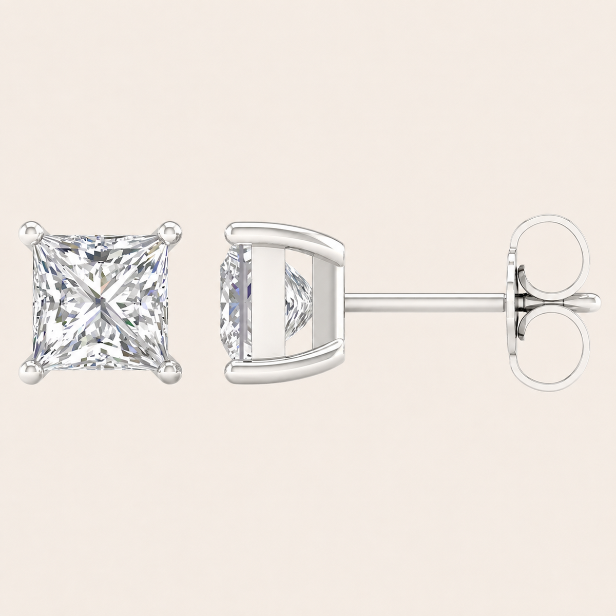 2.00 CT Princess Cut Lab Grown Diamond Earrings