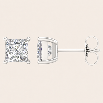 2.00 CT Princess Cut Lab Grown Diamond Earrings