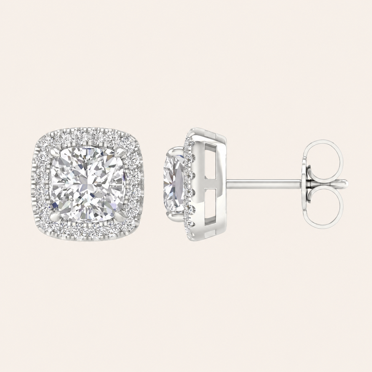 2.25CT Cushion Cut Lab Grown Diamond Earrings