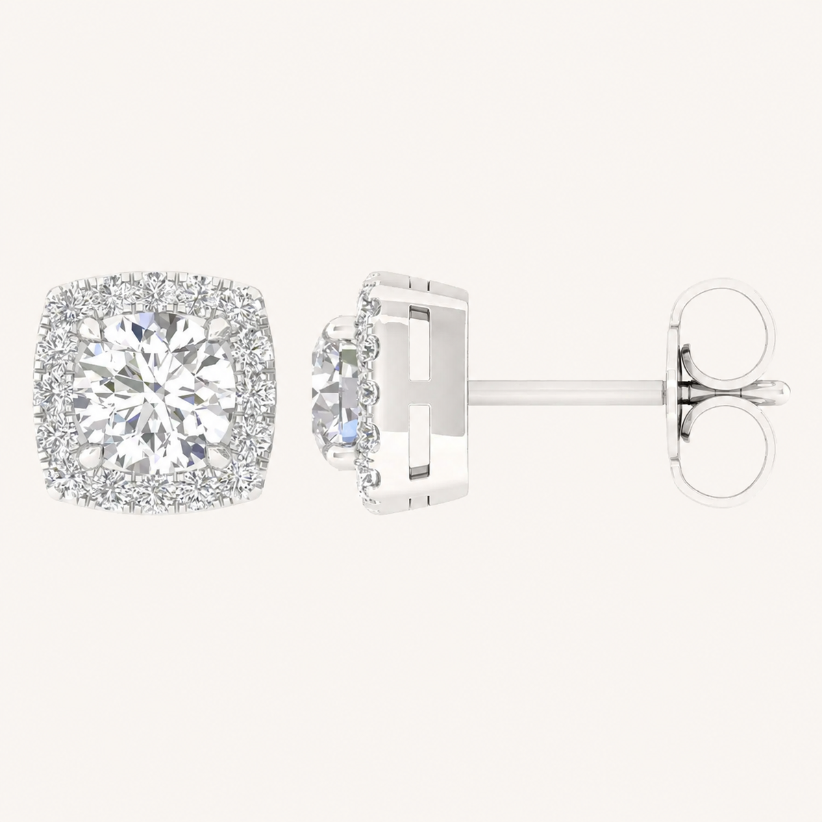 1.16CT Cushion Cut Lab Grown Diamond Earrings
