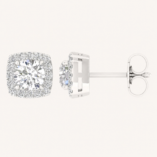 1.16CT Cushion Cut Lab Grown Diamond Earrings