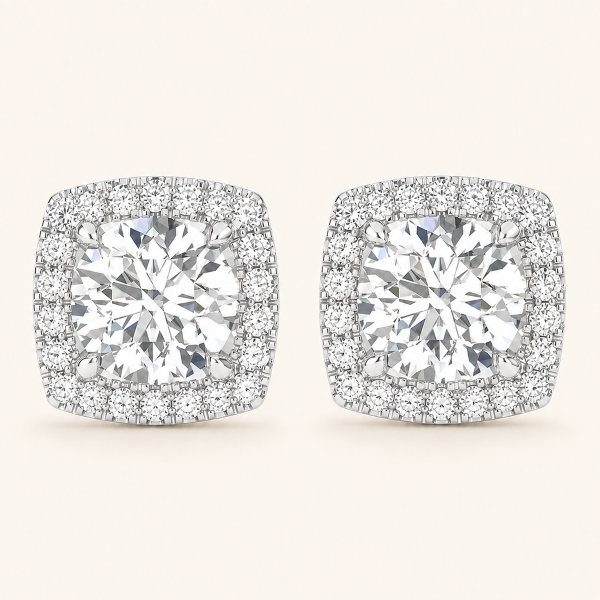 1.16CT Cushion Cut Lab Grown Diamond Earrings