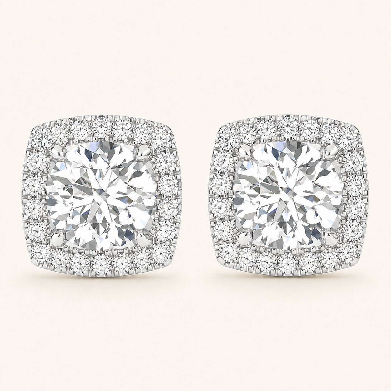 1.16CT Cushion Cut Lab Grown Diamond Earrings