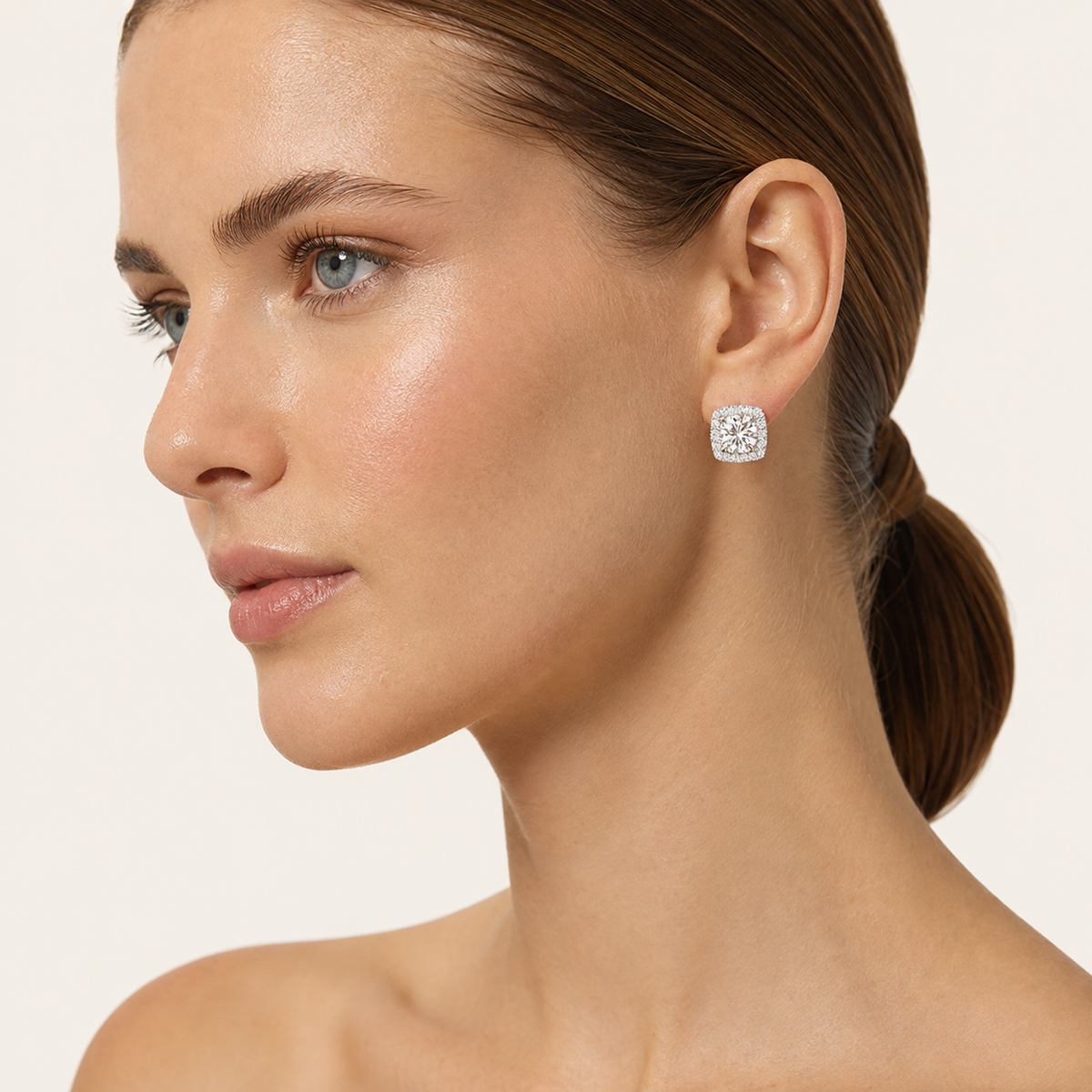 1.16CT Cushion Cut Lab Grown Diamond Earrings