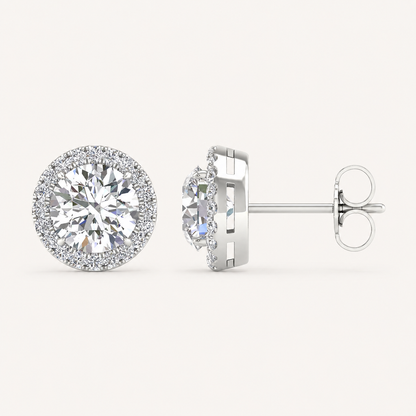 3.25CT Round Cut Lab Grown Diamond Earrings