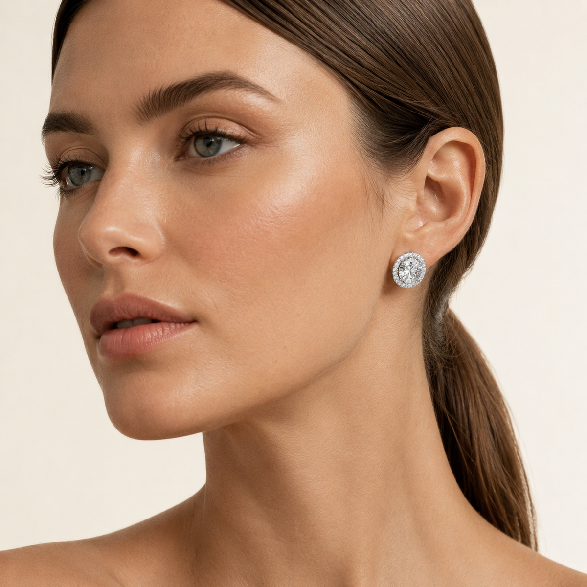 3.25CT Round Cut Lab Grown Diamond Earrings