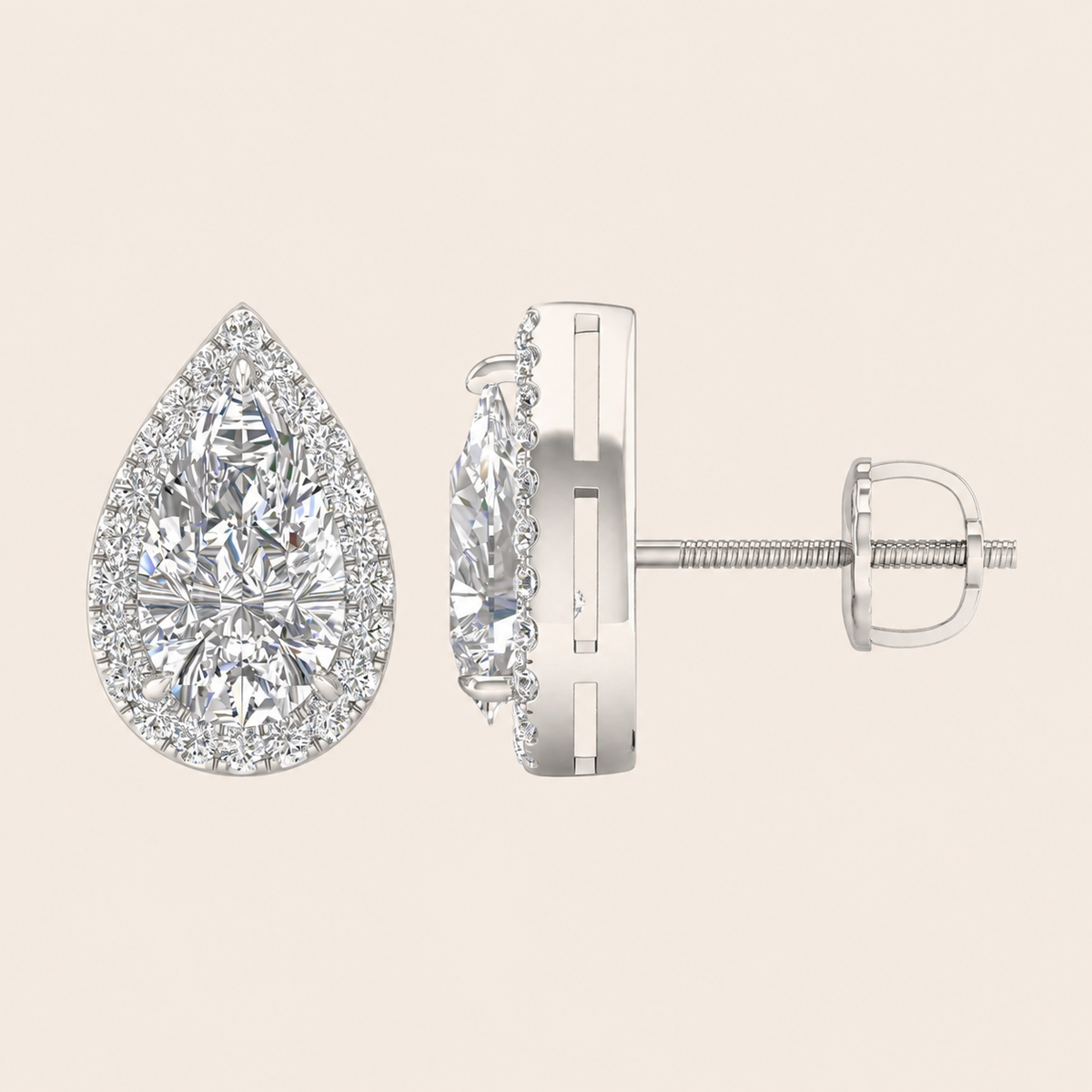 3.25CT Pear Cut Lab Grown Diamond Earrings