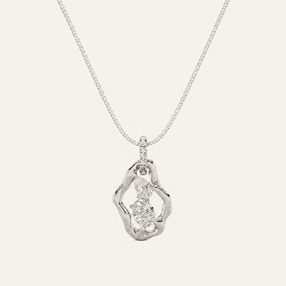 1CT Oval and Pear Cut Lab Grown Diamond Organic Design Pendant Necklace