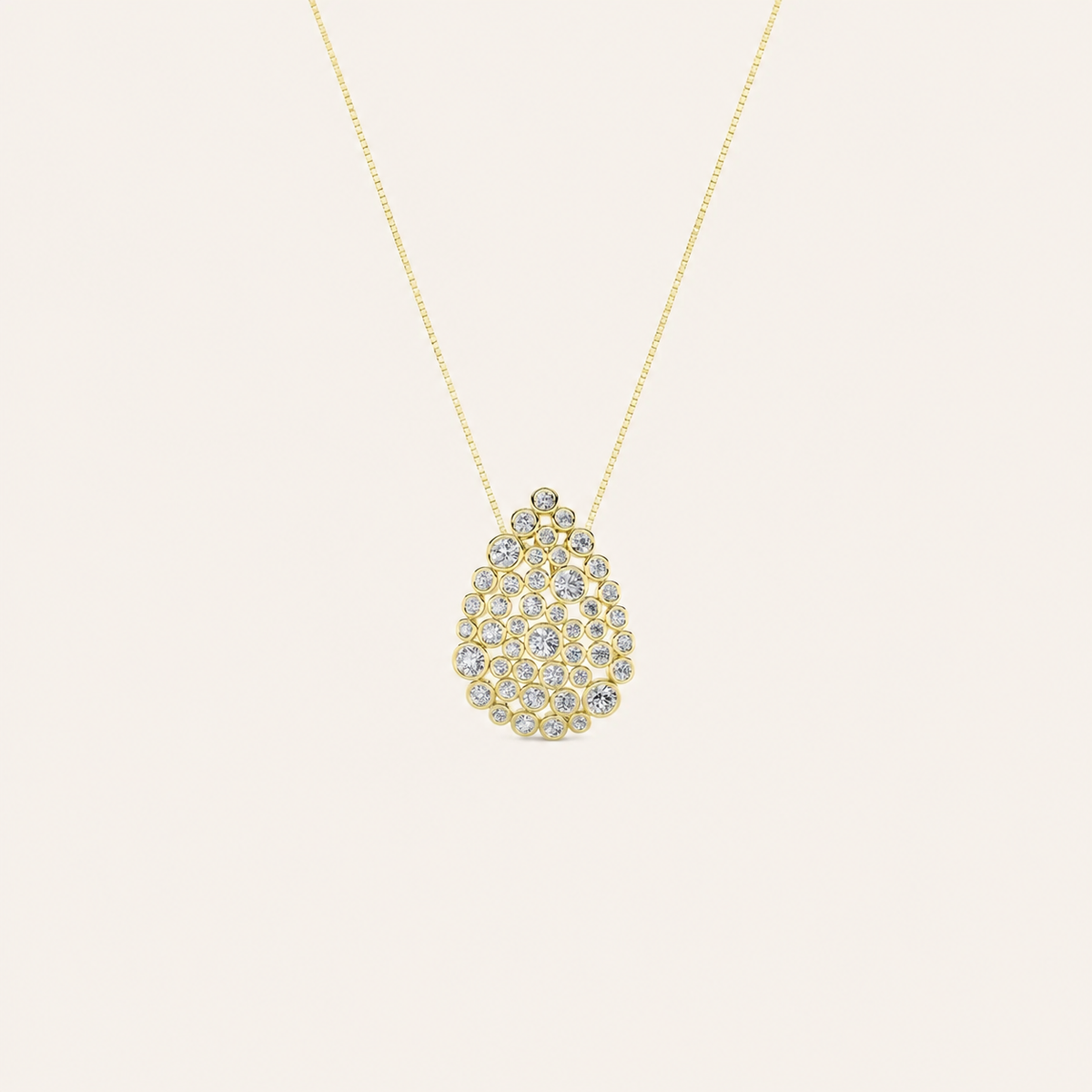 2.5CT Round Cut Lab Grown Diamond Bezel set Bubble Pendant Necklace