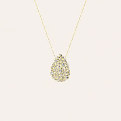 2.5CT Round Cut Lab Grown Diamond Bezel set Bubble Pendant Necklace