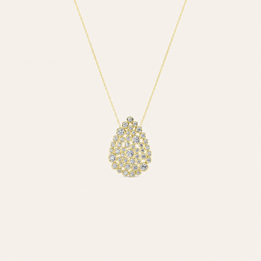 2.5CT Round Cut Lab Grown Diamond Bezel set Bubble Pendant Necklace
