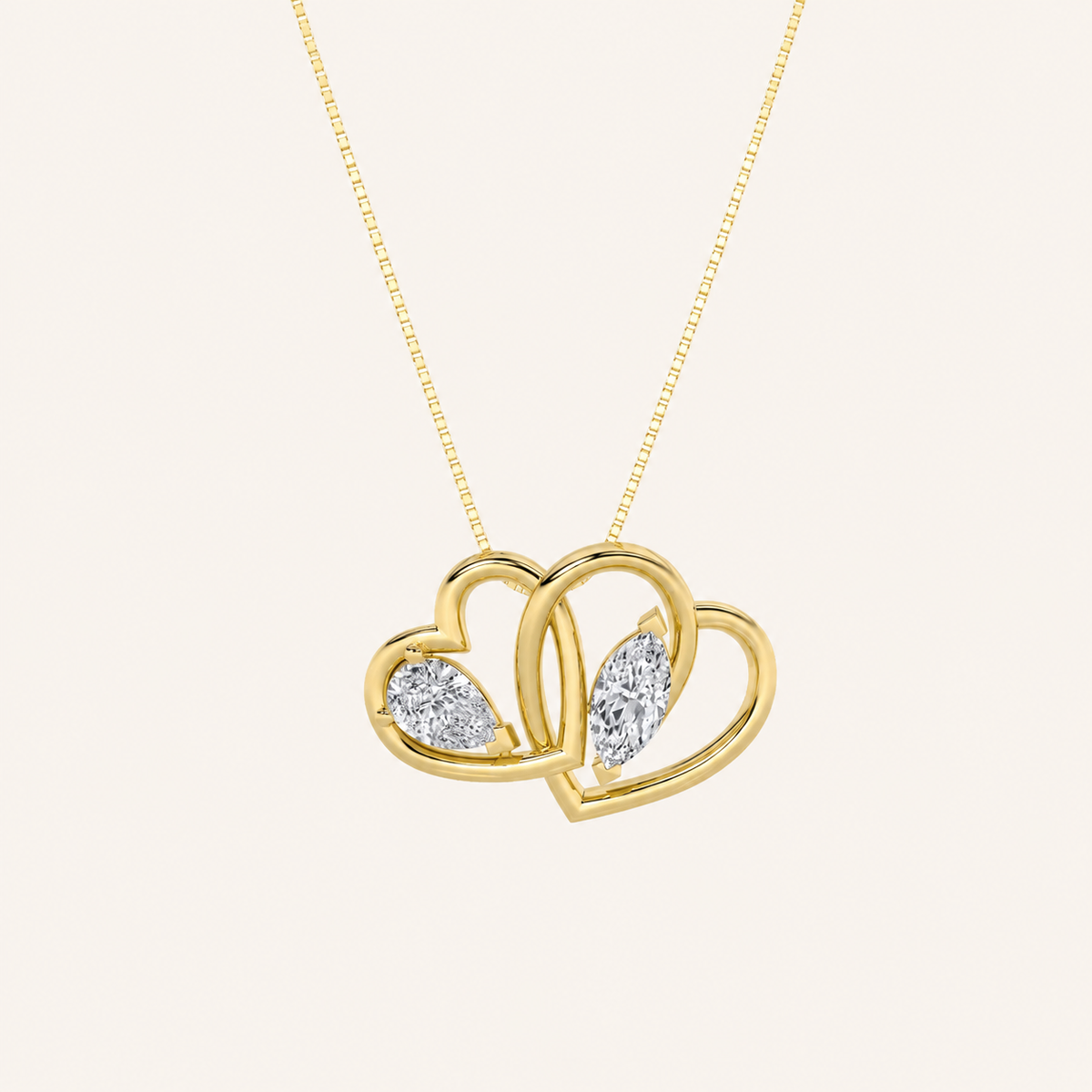 2CT Marquise and Pear Cut Lab Grown Diamond Heart Shaped Pendant Necklace