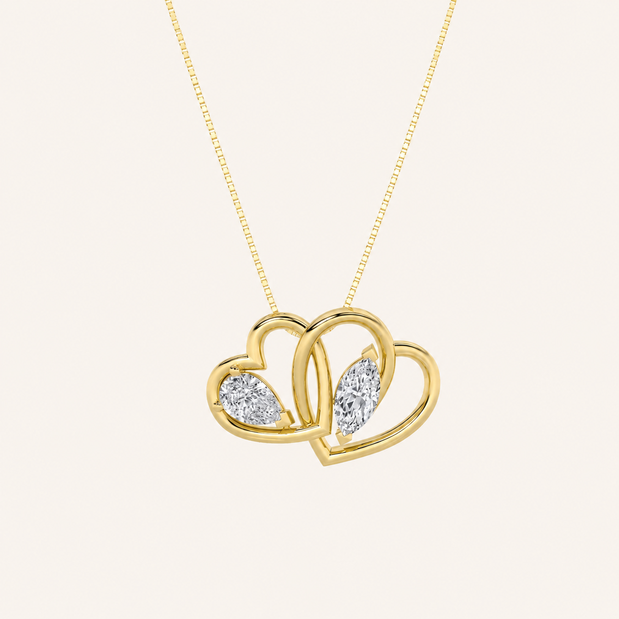 2CT Marquise and Pear Cut Lab Grown Diamond Heart Shaped Pendant Necklace
