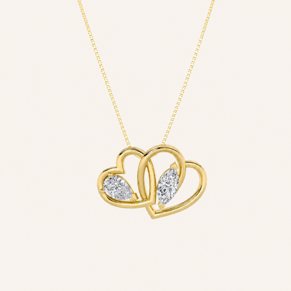 2CT Marquise and Pear Cut Lab Grown Diamond Heart Shaped Pendant Necklace