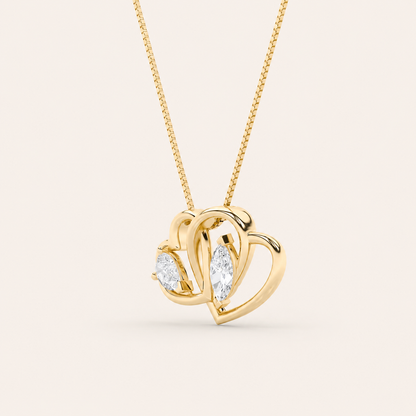 2CT Marquise and Pear Cut Lab Grown Diamond Heart Shaped Pendant Necklace