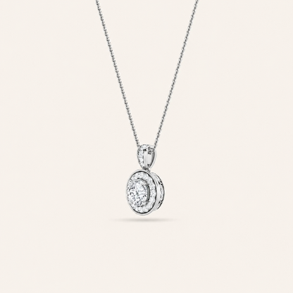 0.75CT Round Cut Lab Grown Diamond Halo Pendant Necklace