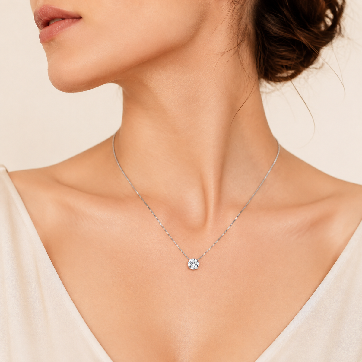 2.5CT Round Cut Lab Grown Diamond Pendant Necklace