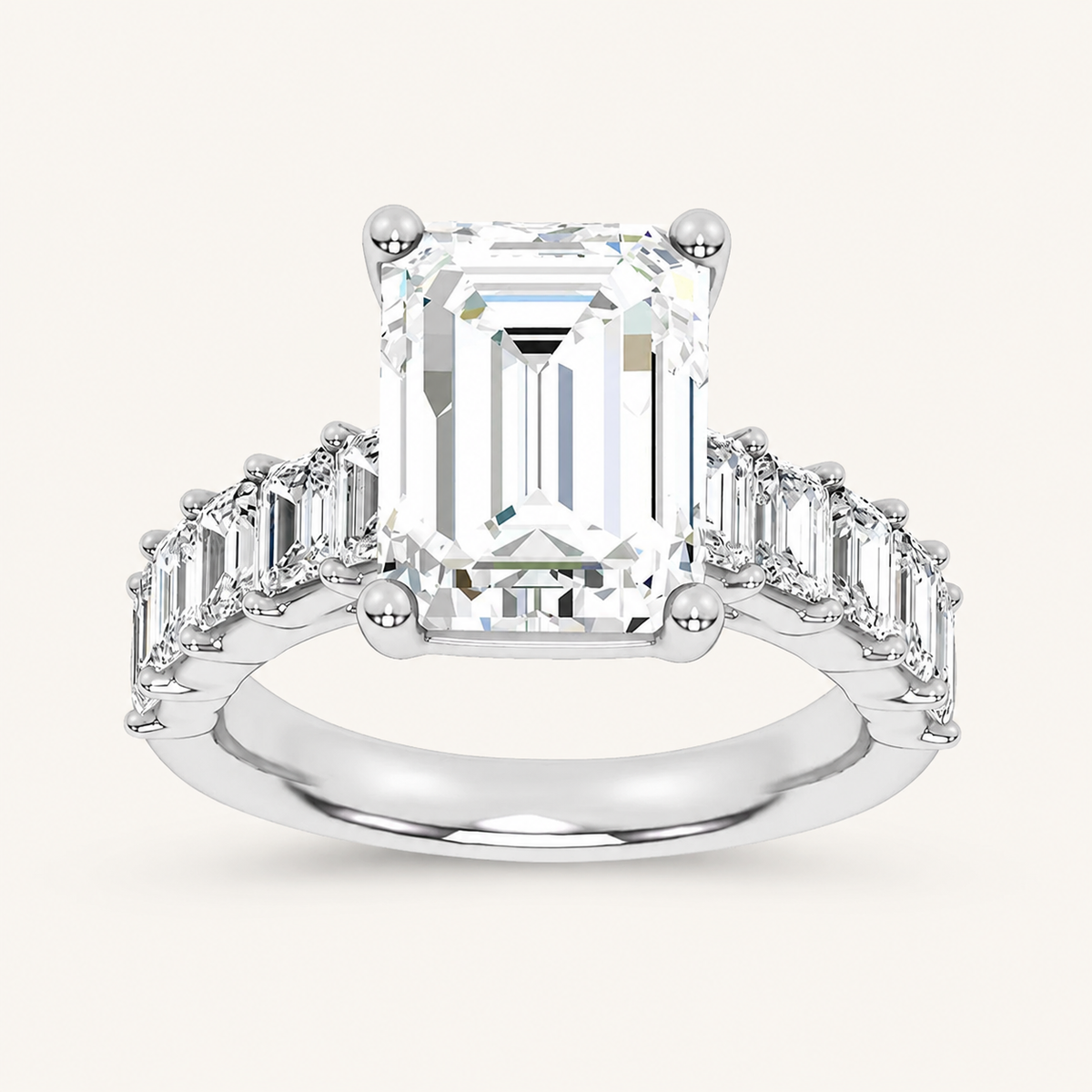 7.00CT Emerald Cut Lab Grown Diamond Cluster Ring