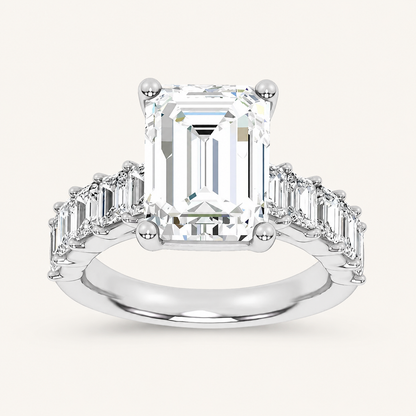7.00CT Emerald Cut Lab Grown Diamond Cluster Ring