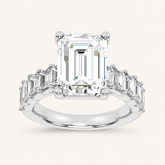 7.00CT Emerald Cut Lab Grown Diamond Cluster Ring