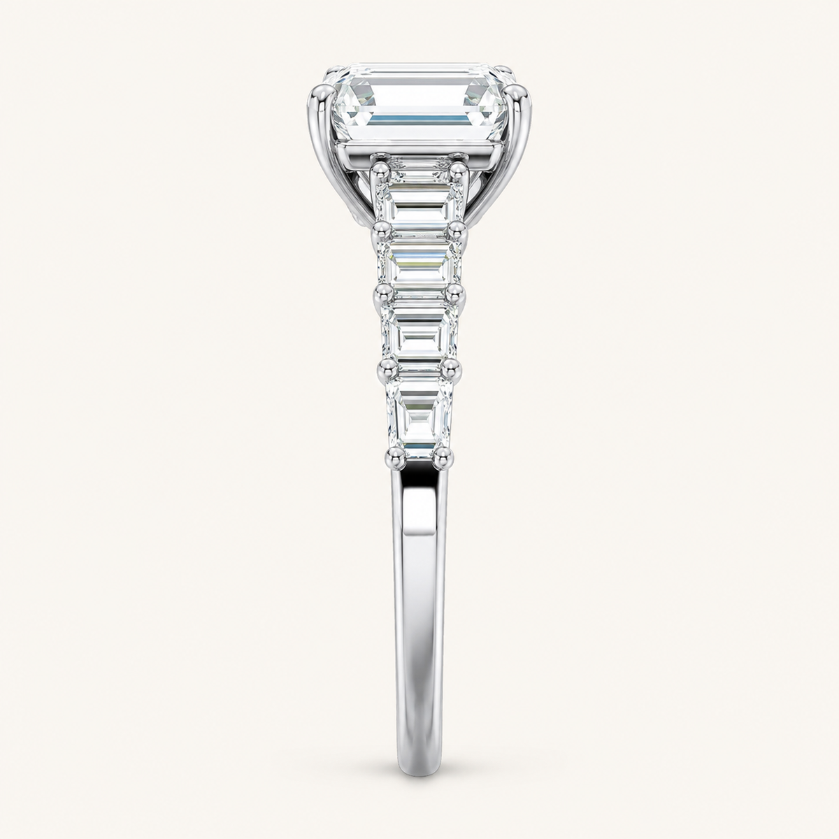 7.00CT Emerald Cut Lab Grown Diamond Cluster Ring
