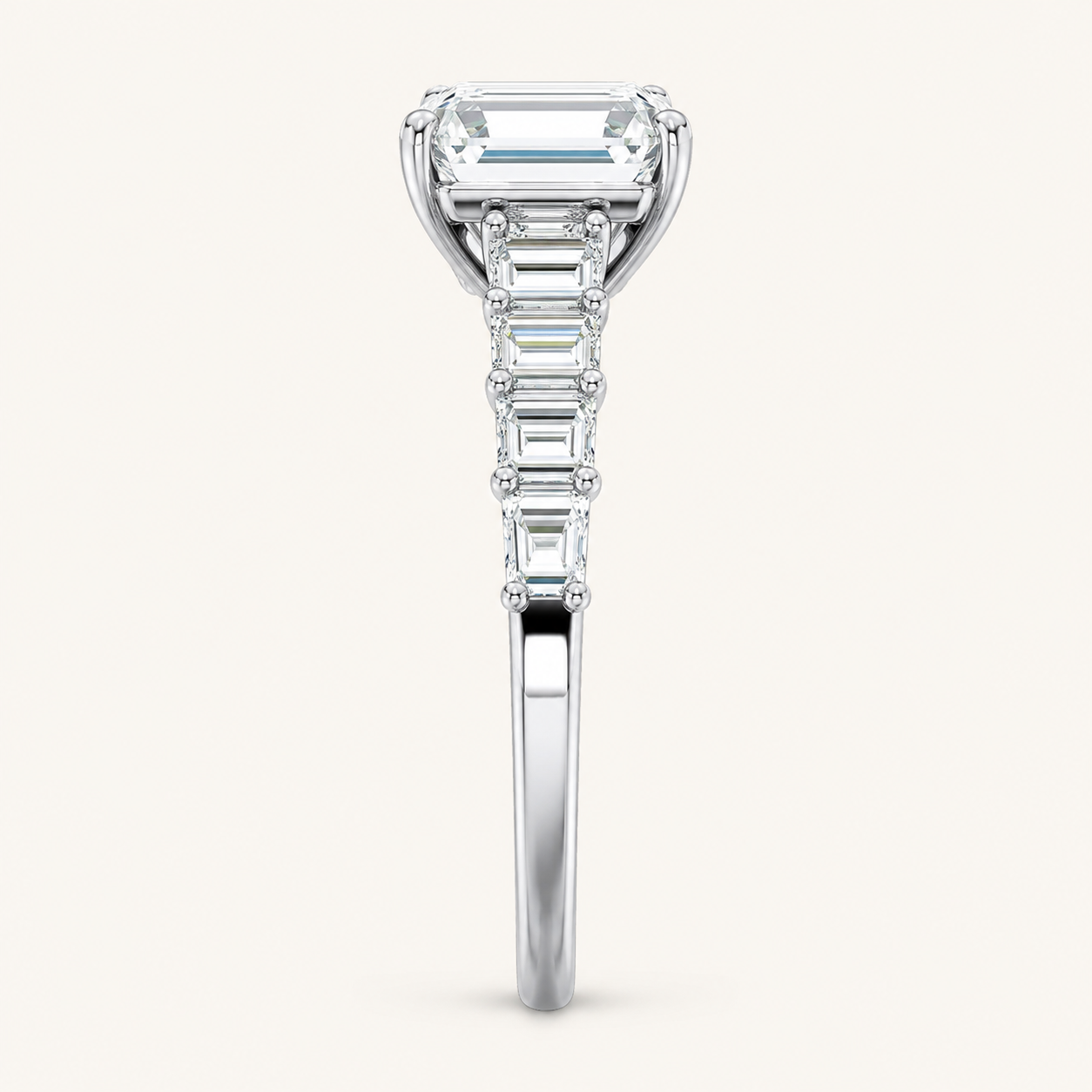 7.00CT Emerald Cut Lab Grown Diamond Cluster Ring