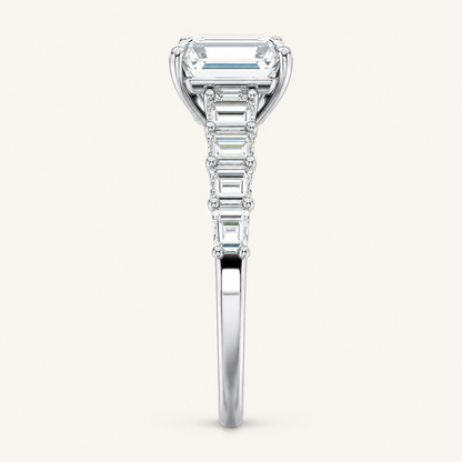 7.00CT Emerald Cut Lab Grown Diamond Cluster Ring