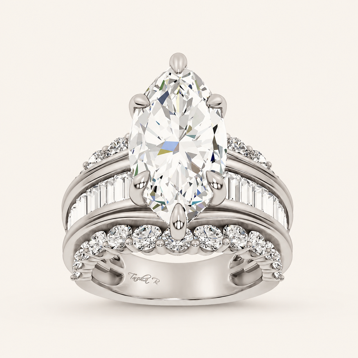 7.33CT Marquise Cut Lab Grown Diamond Cluster Ring