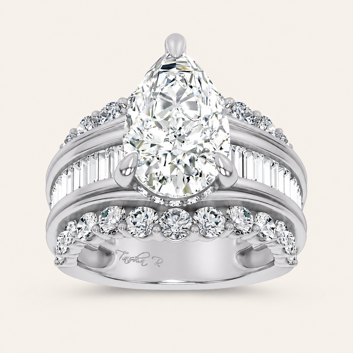 77.33CT Pear Cut Lab Grown Diamond Cluster Ring