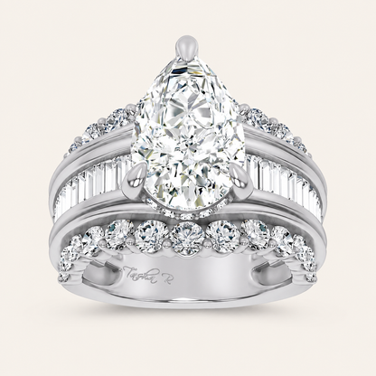 77.33CT Pear Cut Lab Grown Diamond Cluster Ring