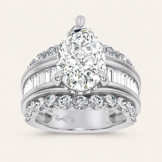 77.33CT Pear Cut Lab Grown Diamond Cluster Ring