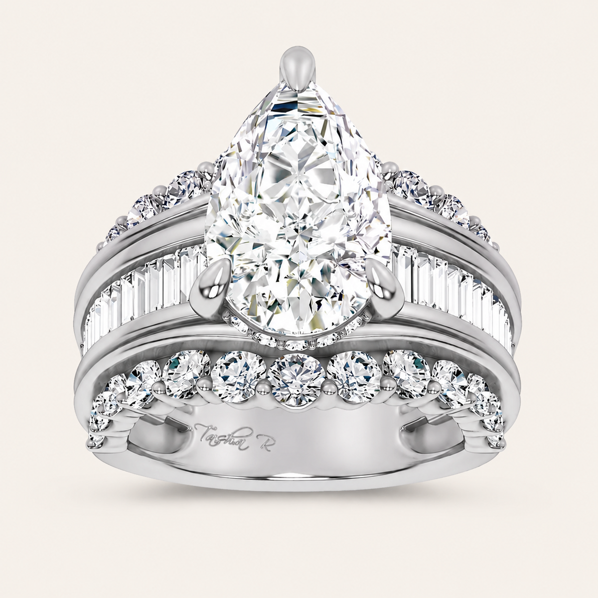 77.33CT Pear Cut Lab Grown Diamond Cluster Ring