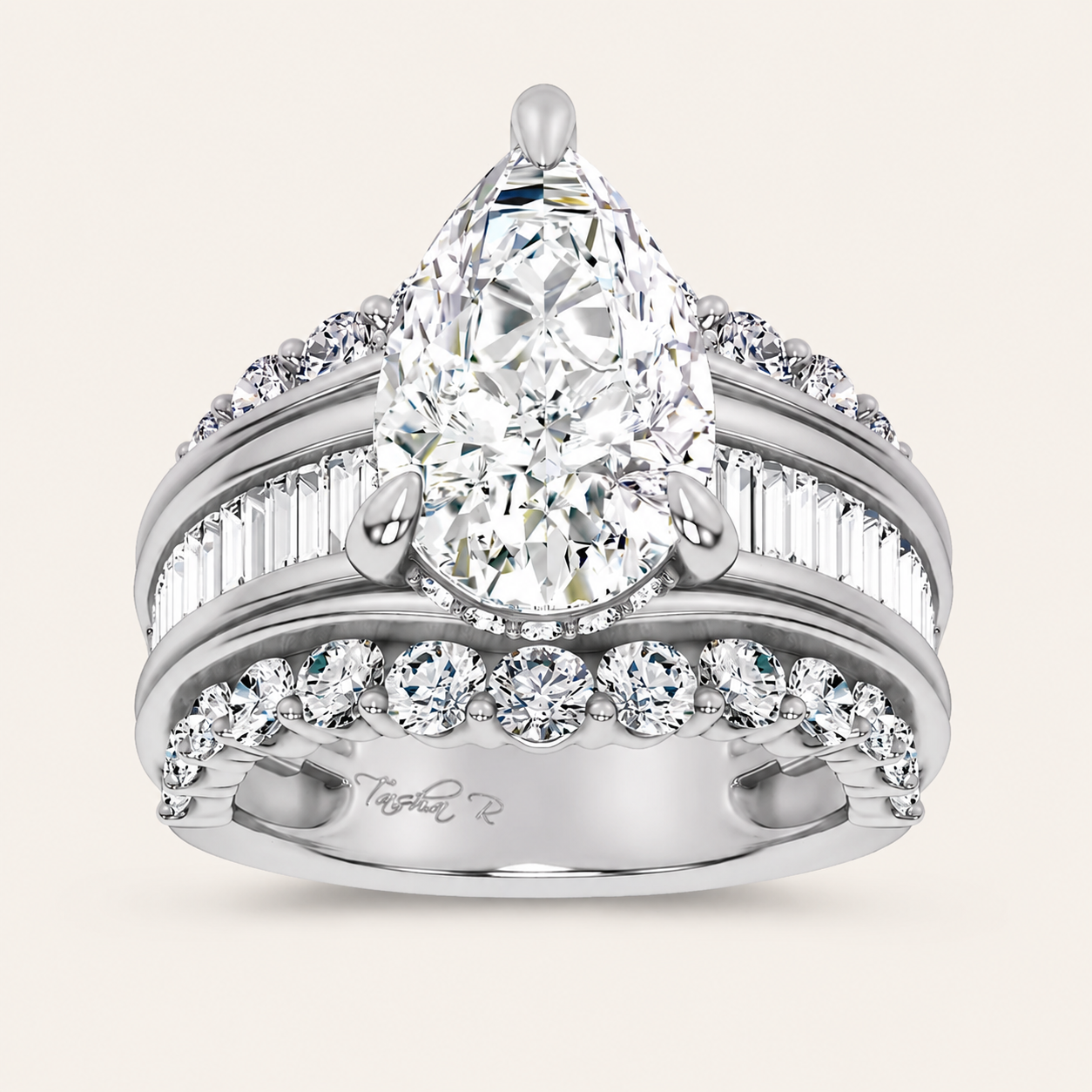 77.33CT Pear Cut Lab Grown Diamond Cluster Ring