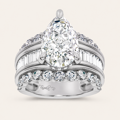 77.33CT Pear Cut Lab Grown Diamond Cluster Ring