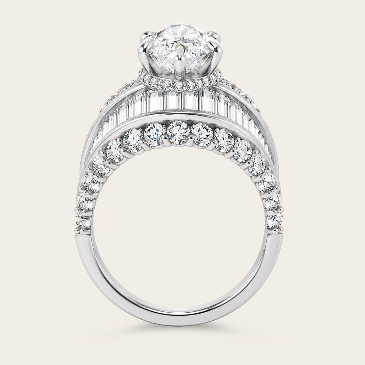 77.33CT Pear Cut Lab Grown Diamond Cluster Ring