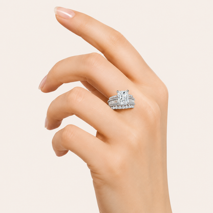 7.33CT Emerald Cut Lab Grown Diamond Cluster Ring