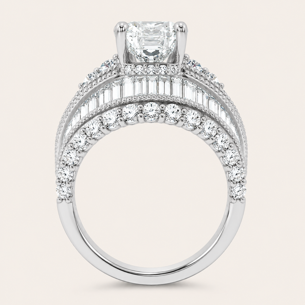 7.33CT Emerald Cut Lab Grown Diamond Cluster Ring