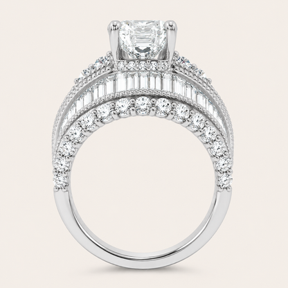 7.33CT Emerald Cut Lab Grown Diamond Cluster Ring