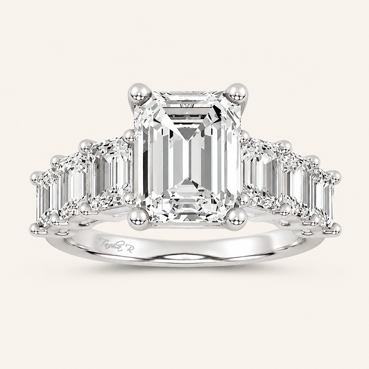 7.46CT Emeradl Cut Lab Grown Diamond Cluster Ring