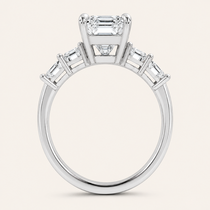 7.46CT Emeradl Cut Lab Grown Diamond Cluster Ring